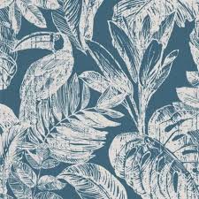 Papier Peint Nunca Jungle Toucan Bleu Petrole Myriad Grandeco Life Papier Peint Fond D Ecran Gris Papier Peint Jungle