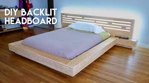 diy modern plywood platform bed part 2 led backlit headboard build w modern platform bed headboard floating bed frame