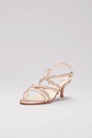 Strappy Crisscross Low Metallic Heels David S Bridal