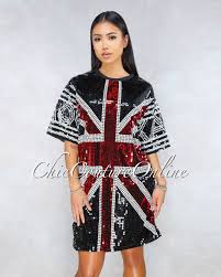 Black And Red T Shirt Dress Uk Black White Red Sequins T Shirt Dress Sequin T Shirt Dress Sequin Outfit Red Sequin