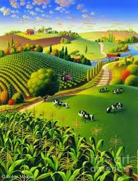 Ant Farm Cows By Robin Moline Naive Art Folk Art Painting Farm Art