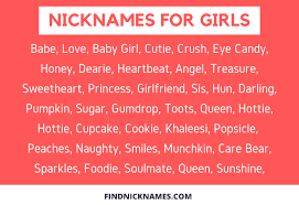 Pet names are a great way to become more intimate or to show your love in a romantic way. 400 Fantastic Nicknames For Girls Crush Or Friend Find Nicknames