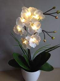 Artificial Silk Flower Arrangement Light Up White Orchid Flowers In White Vase Artificial Silk Flower Arrangements White Vases Orchid Flower Arrangements