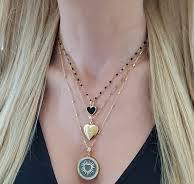 Demi Gold Heart Necklace Pendant in Black, Red or White