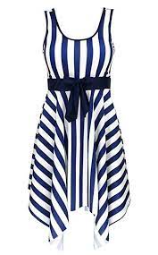 32 Great Reviews Very Modest I Love It Women S One Piece Sailor Striped Bathing Suit Plus Size Cover Up Swim Dress One Piece For Women Striped Bathing Suit