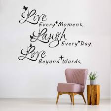 Check spelling or type a new query. Vodoe Wall Decals For Living Room Life Wall Decals Quotes Bedroom Motivational Family Art Home Decor Vinyl Motivational Stickers Live Every Moment Laugh Every Day Love Beyond Words 30 X 24 1 Buy