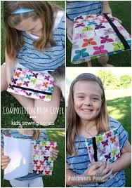 Cut around the book with fabric overlapping the book on top and bottom about 1/2 and 1 on each side. Composition Book Cover With Elastic Closure
