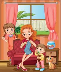 We offer you for free download top of children's room clipart pictures. Mother And Kids In The Living Room Clipart Image
