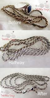 Silver Chain Before And After Cleaning Jewelry Techniques Cleaning Jewelry Clean Sterling Silver
