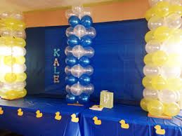Rubber Ducky Baby Shower Balloon Tower Diy Baby Shower Blue Yellow Boy Rubber Duck Cheap Easy Rubber Ducky Baby Shower Rubber Duck Baby Shower Diy Baby Stuff