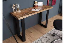 Console bureau, 2 tailles, newark la redoute interieurs. Table Console Moderne Bois Massif Pietement Metal Noir Pour Bureau