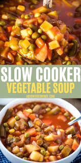 Hearty Slow Cooker Vegetable Soup With V8 Juice Easy Vegetable Soup Crockpot Vegetable Beef Soup Vegetable Soup Crock Pot