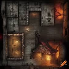 Gothic dark village alleyway battle map on Craiyon