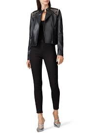 Rent Beaded Shoulder Leather Moto Jacket By Slate Willow For 120 Only At Rent The Runway Moto Jacket Leather Moto Jacket Jackets