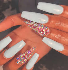 Cuete nail designs with diamonds bring with them a special type of allure as the amazing look that you can easily create with your very own nails is much easier then you may have thought. Follow TryyveaytyÑ• For More Rorrin Pins Rhinestone Nails Long Acrylic Nails Nails