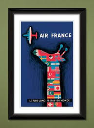 One Two Three Four Five Six Seven Eight Nine Ten In French Travel Poster Air France Giraffe Multi Flag 12x18 Heavyweight Art Print Vintage Posters Air France Vintage French Posters