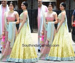 While janhvi kapoor's look was a risky move in terms of the silhouette of the blouse and the colour of the lehenga. Janhvi And Khushi In Manish Malhotra At Sonam Kapoor S Wedding South India Fashion