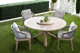 The round design and optional lazy susan make passing plates easy. Boca Outdoor Round Dining Table With Lazy Susan Option Boxhill Boxhill Co Llc