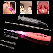 Le bouchon de cerumen : Trousse D Outils Pour Enlever La Pierre Tonsil Lumiere Led Dissolvant De Cire D Oreille Avec 3 Embouts Earpick 12cc Outil De Soin Propre Oral Seringue Irrigateur Aliexpress