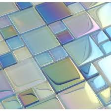 Tesoro Unique Shapes Green Glass Unique Shapes Tile Glossy Iridescent Keekeluraaqblma Iridescent Glass Tiles Glass Pool Tile Glass Tile