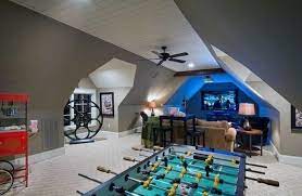 A bonus room is just the room that has no purpose. 35 Gorgeous Theater Room Design Ideas Searchomee Attic Game Room Theater Room Design Bonus Room