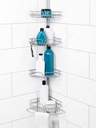 Glass bathroom shelf ukrainian easter. Bathroom Storage Organization Shower Tension Pole Caddy 9 5 X 12 63 X 97 Inches Satin Chrome Home Kitchen