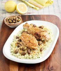 Meyer lemon, unsalted butter, canola oil, olive oil, fresh ground black pepper and 8 more. Lemon Chicken With Green Olives And Couscous Www Olivemagazine Gr