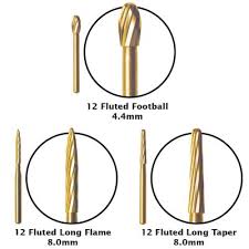 Karnasch carbide burrs and carbide rotary burrs have optimized front sides for an improved cutting efficiency and extremely smoothly grinded milling surfaces (mirror grinding) for higher material removal. Debonding Carbide Burs 12 Fluted High Speed Ortho Technology