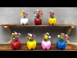 Easy Ideas Recycle Plastic Bottles Into Apple Flower Pots For Small Garden Portulaca T B Garden Youtube Recycle Plastic Bottles Flower Pots Apple Flowers