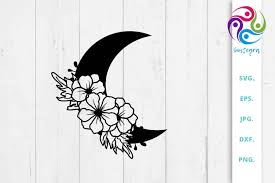 Download Floral Moon Svg Half Moon Floral Crella