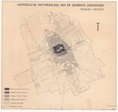 1200 1955 Plattegrond Van De Gemeente Groningen Waarop De Grootte Van De Stad In De 13e Eeuw Is Aangegeven Alsmede De Uitbreidingen Groningen Plattegrond Stad