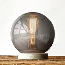 Creative Co Op Da6872 Turn Of The Century Smoke Glass Globe Table Lamp With Wood Lamp Smoked Glass Table Lamp
