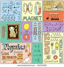 Physics Science Banners Set Color Hand Drawn Vector Illustrations Hand Drawn Vector Illustrations Science Illustration Physics