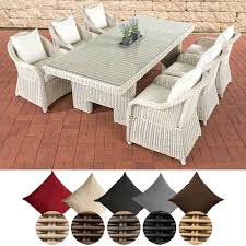 Elegante Polyrattan Sitzgruppe Candela Garten Set Cremeweiss Polsterauflagen Sitzgruppe Tisch
