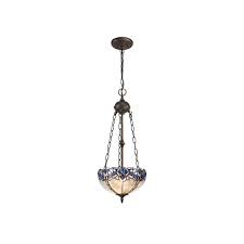 (26cm diameter shade) (10 inch) the garden forest batten fix ceiling light features a colourful tiffany style leadlight shade with floral design complete with patina brown batten cover and washer. Ava Licht Sku84010i4l 2 Light Uplighter Pendant E27 With 30cm Tiffany Shade Blue Clear Crystal Aged Antique Brass Ideas4lighting