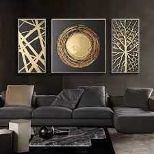 3 Panels Abstract Gold Foil Art Modern Pictures Canvas Painting Wall Poster For Living Room Office Home Decor In 2021 Canvas Art Prints Hanging Paintings Wall Painting