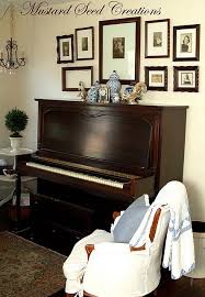 Photo Collage Above Piano Old Country Decor Beautiful Houses Interior Piano Decor