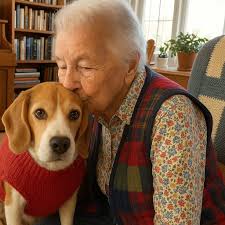 Senior woman adopts 14-year-old dog