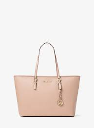 40 tot 60 cm breedte: Jet Set Medium Saffiano Leather Top Zip Tote Bag Michael Kors