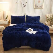 Love love love this pillow. Plush Shaggy Duvet Cover Set Luxury Ultra Soft Crystal Velvet Bedding Sets 3 Pieces 1 Faux Fur Duvet Cover 2 Faux Fur Pillowcases Zipper Closure Queen Navy Blue Walmart Com Walmart Com