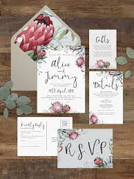 Protea Wedding Invitation Set Printable Rustic Wedding Invites Native Floral Wedding Invitations Invitation Template Wild Hearts Suite Wedding Invitation Sets Heart Wedding Invitations Wedding Invitations Rustic