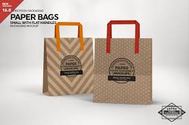 Small Paper Bags Flat Handles Mockup By Incdesign On Creativemarket In 2020 Small Paper Bags Packaging Mockup Bakery Bags