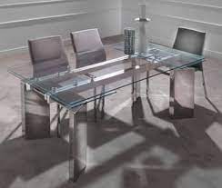 table de salle a manger design en verre oriana avec rallonges et pietement en acier inox salle a manger design table salle a manger mobilier design