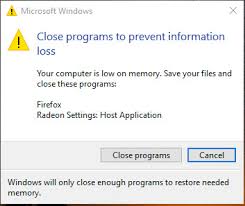 On a few occasions it is caused by drivers. A Low Memory Msg And A Win Crash On A Dell Laptop Solved Windows 10 Forums
