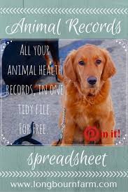 Animal Records Spreadsheet Animals Health Records Pet Health