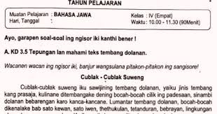 Kunci jawaban buku paket bahasa jawa kelas 9 kurikulum 2013 wulangan 2. Soal Ulangan Bahasa Jawa Kelas 4 Semester 2 K13 Sekolahdasar Net