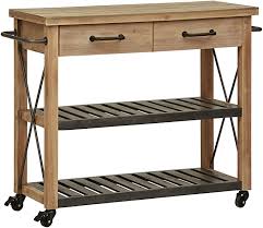 Amazon Com Stone Beam Rustic Kitchen Island Butcher Block Buffet Cart With Wheels Natura In 2020 Butcher Block Island Kitchen Rustic Kitchen Island Rustic Kitchen
