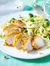 Hahnchenfilet Mit Parmesankruste Zu Bandnudeln Rezept Lecker Bandnudeln Rezept Hahnchenfilet Rezepte Tagliatelle Rezept