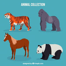 Download Tiger Gorilla Horse And Panda With Flat Design For Free In 2020 Panda Vector Free Flat Design