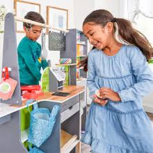 Learn more about the uptown elite espresso playkitchen of www.kidkraft.com. Amazon Com Kidkraft Uptown Elite Espresso Play Kitchen With Ez Kraft Assembly Lights And Sounds Working Ice Maker And Click And Turn Knobs Gift For Ages 3 Toys Games